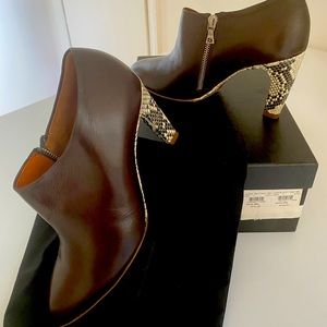 DRIES VAN NOTEN BOOTIES. Size 7, Brown and snake skin hills.
